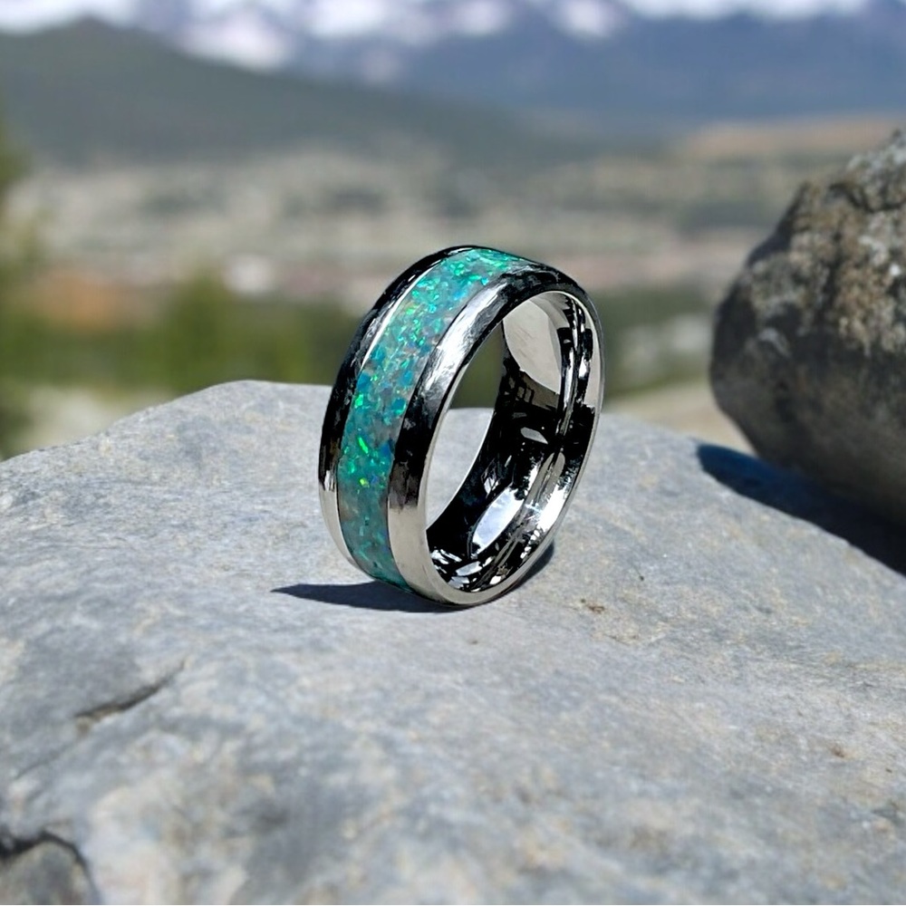 🌺Vintage Artisan Sterling & Opal Ring/Band